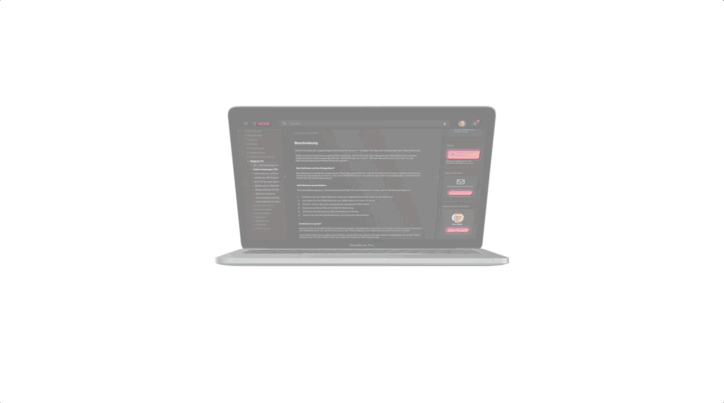Animated prototype of Magenta Infos on a laptop.